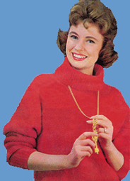 Ruby Murray in a red sweater.